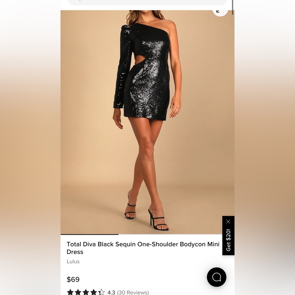 Black Sequin One-Shoulder Dress
